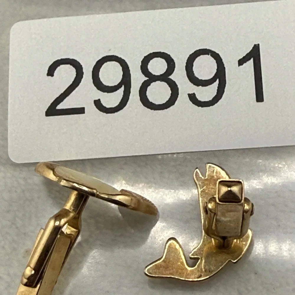 Vintage Swank Cufflinks Gold Tone Fish Mother of Pearl Inlay Trout